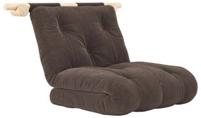 Poltrona marrone scuro allungabile con rivestimento in velluto a coste Hooked – Karup Design