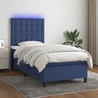 Letto a Molle con Materasso e LED Blu 90x200 cm in Tessuto 3135171