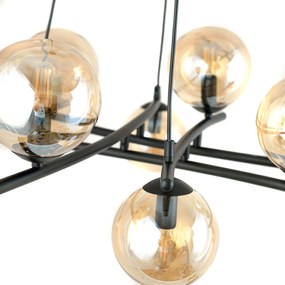 Lampadario Moderno Cadmo Acciaio Nero 8 Luci E14 Ip20