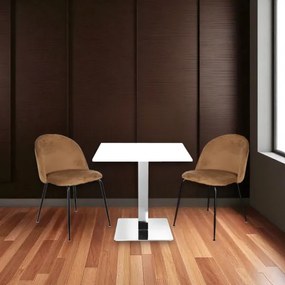 Tavolo bar pub ristorante 70x70 cm base argento e piano laminato Bianco Frassino H 75