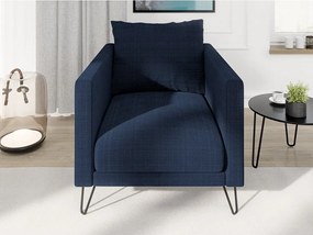 Poltrona blu scuro con rivestimento in ciniglia Freya – Ropez