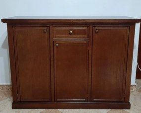 Credenza da 120 cm classica in legno massello noce lucido