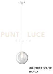 Sospensione bianco 1 luce vetro trasparente 1184bi-s1-tr