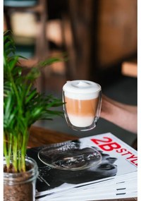 Set di 2 tazze in vetro a doppia parete con piattino , 250 ml Amo - Vialli Design