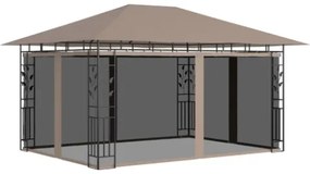 Gazebo con Zanzariera Luci LED 4x3x2,73 m Grigio Talpa