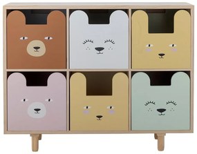 Cassettiera bassa per bambini in legno massiccio di pavlovnia in colore naturale 25,5x88,5 cm Calle - Bloomingville Mini