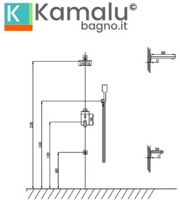 Kamalu - set doccia a parete con soffione, doccetta | kam-diana