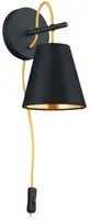 Andreus - Applique con diffusore conico in tessuto e metallo Lampada di design colore nero ed oro