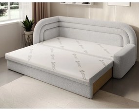 Divano color crema allungabile/con contenitore con penisola a sinistra e rivestimento in bouclé 223 cm Fabillo – ELTAP