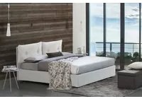 Letto singolo Milena, Letto contenitore con rivestimento in ecopelle, Made in Italy, Apertura frontale, adatto per materasso cm 80x190, Bianco