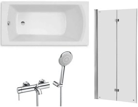 Set vasca da bagno rettangolare Roca Linea Slim A248543000, parete vasca Roca Capital AM4111512M, A5A0111C00