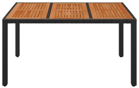 Tavolo da Giardino Piano in Legno Nero 150x90x75 cm Polyrattan