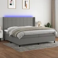 Letto a Molle Materasso e LED Grigio Scuro 200x200cm in Tessuto cod mxl 38710