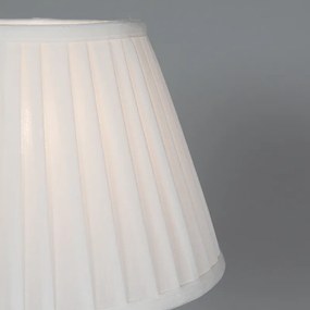 Lampada da tavolo retrò in ottone con paralume pieghettato crema 25 cm - KASO