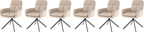 Set di 6 sedie girevoli K536 in tessuto beige