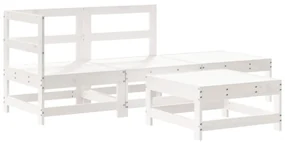 Set salotto da giardino 4 pz bianco in legno massello di pino