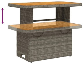 Tavolo giardino grigio 90x55x71 cm in polyrattan e legno acacia