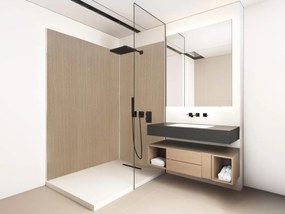 Pannello per parete da doccia effetto legno con profili L90 x L120 x H210 cm in Alluminio - Lotto di 2 - ENEKO