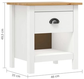 Comodini Hill 2 pz 46x35x49,5 cm Legno Massello di Pino