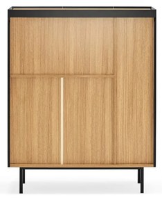 Cassettiera alta nera effetto rovere95x120 cm Arista - Teulat