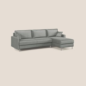 Andromeda divano letto angolare in velluto morbido impermeabile T01 grigio chiaro