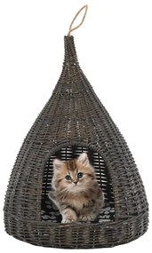 Cesta Per Gatti Cuscino Grigio 40x60cm Teepee Salice Naturale /