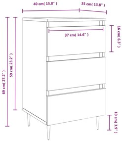 Comodino Rovere Fumo 40x35x69 cm in Legno Multistrato