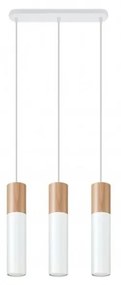 Lampadario a Sospensione in Legno e Acciaio 3xGU10 PABLO 3 Bianco Colore Bianco
