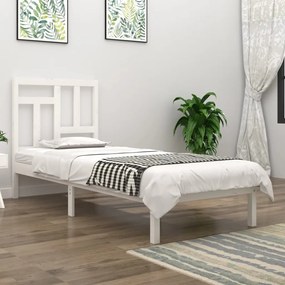 Letto Senza Materasso Bianco 90x190 Cm İn Legno Massello Pino /