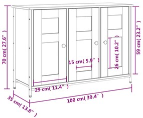 Credenza Rovere Fumo 100x35x70 cm in Legno Multistrato