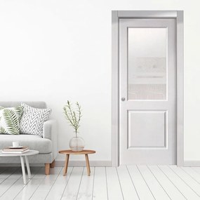 Porta interna scorrevole Austin Vetrata in legno laccato colore bianco, L 70 x H 210 cm, apertura reversibile