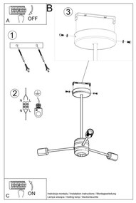 Sollux SL.1021 - Lampadario su palo LANGO 3xE27/60W/230V nero