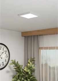 Eglo 901378 -LED RGBW dimmerabile, plafoniera con vetro fumé FUEVA-Z LED/10,5W/230V 22x22cm IP44 bianco