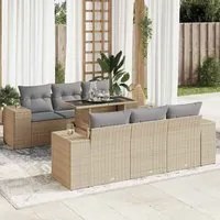 Set Divani da Giardino 7 pz con Cuscini Beige in Polyrattan 3326740