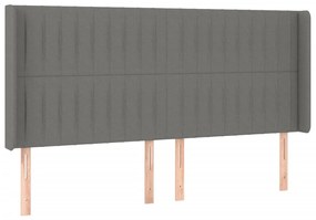 Testiera a led grigioscuro 203x16x118/128cm in tessuto