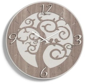 Orologio da parete D50 ALBERO DELLA VITA moderno in legno laminato TRS