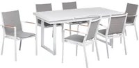 Set da giardino 8 posti con tavolo allungabile e sedie in alluminio grigio stile moderno esterno