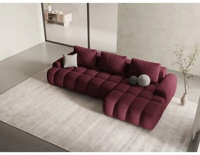 Divano angolare burgundy allungabile/con contenitore (con penisola a destra/con chaise lounge) Linz – Cosmopolitan Design