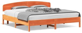 Giroletto Senza Materasso Marrone Cera 180x200 Cm Legno Di Pino /