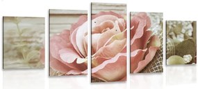 Quadri 5 pezzi – Rosa vintage elegante