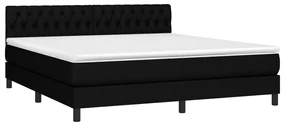 Letto a molle con materasso e led nero 180x200cm in tessuto