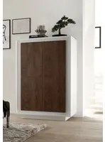 Credenza moderna alta Bianco Opaco e Cognac, ZLCSKY-MBCO