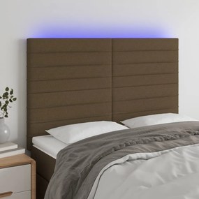 Testiera A Led Marrone Scuro 144x5x118/128 Cm İn Tessuto /