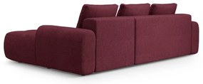Divano angolare burgundy allungabile/con contenitore (con penisola a destra/con chaise lounge) Linz – Cosmopolitan Design