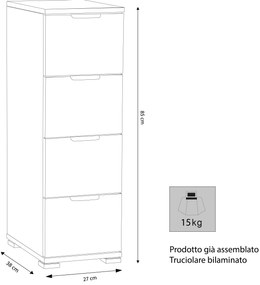 NANO - cassettiera 4 cassetti