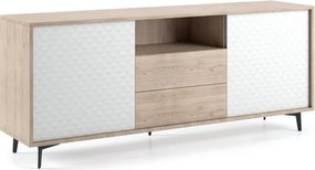 Mobile Madia Password con 2 ante e 2 cassetti L 184 x H 45 x P 77 cm beige e bianco