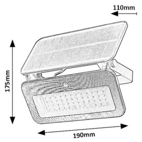 Rabalux 77160-LED Faretto solare sensore LED 8W 3,7V 3000-6500K IP65