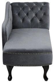 Chaise longue destra in velluto grigio NIMES Beliani