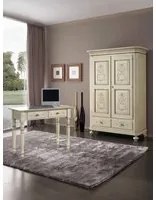 Armadio 2 porte classico in legno avorio shabby 135x63x203