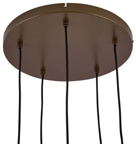 Lampada a sospensione Hotel Chic bronzo scuro con vetro ambrato 5 luci - Stavelot